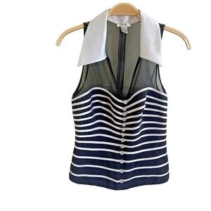 Vintage Cache Black Rhinestone Embellished Halter Tank Top Size 6 Retro READ